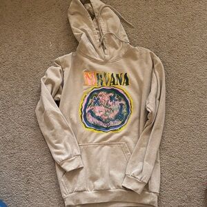 NIRVANA Beige Graphic Hoodie